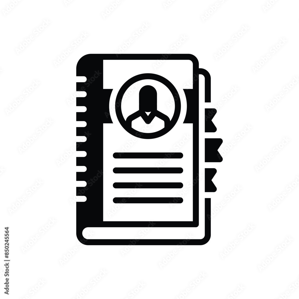 Black solid icon for address book Black solid icon for address book