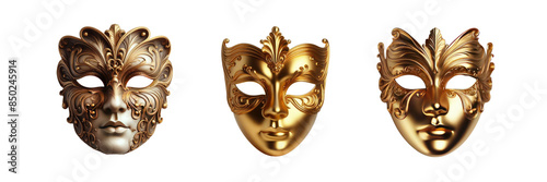 Set of Theatrical masks illustration, isolated over on transparent white background