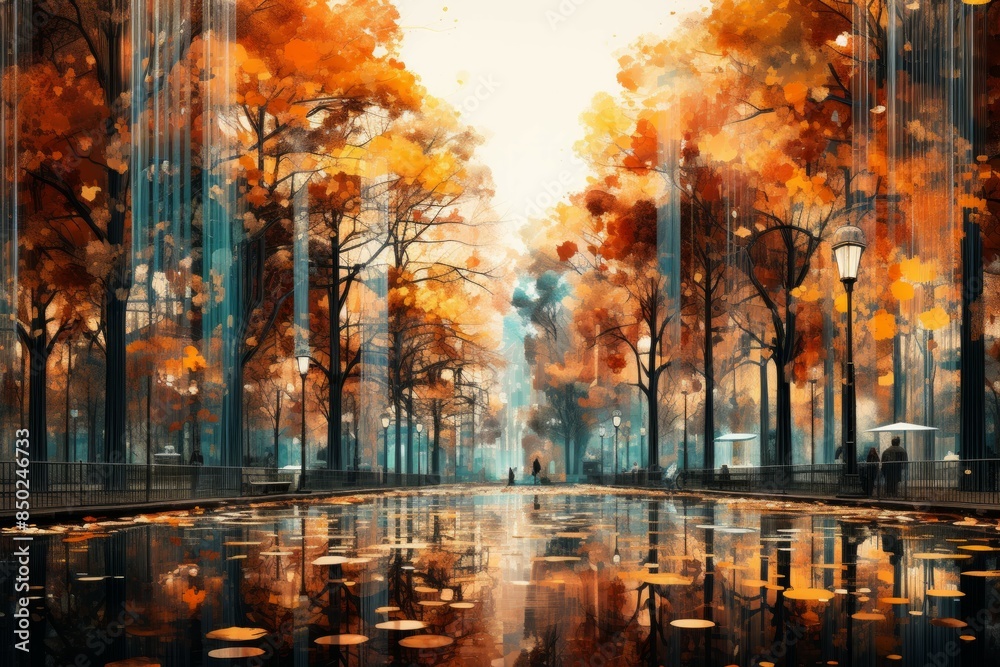 Naklejka premium City parks - Generative AI