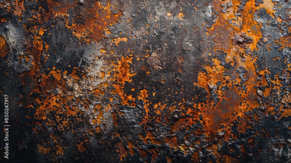Close-up of a rusty metal surface with grunge texture and oxidation patterns Close-up of a rusty metal surface with grunge texture and oxidation patterns