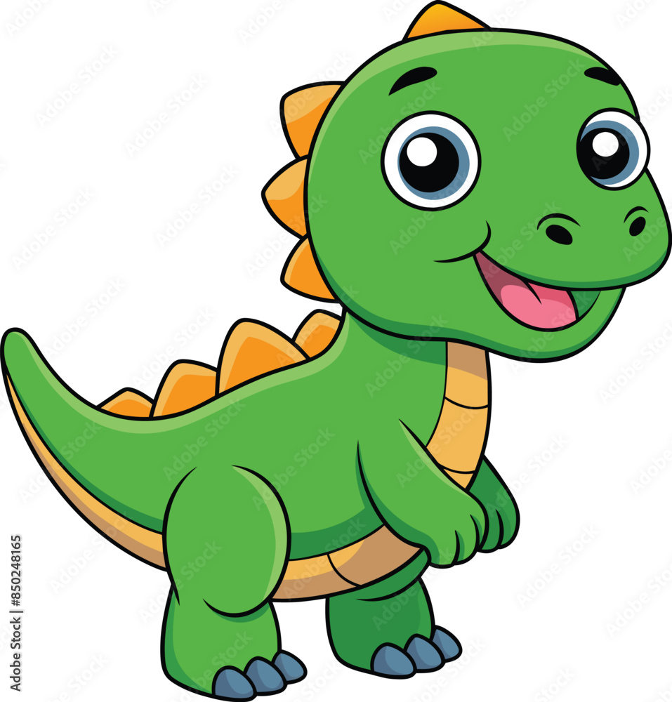Fototapeta premium Happy dinosaur cartoon vector illustration on a white background