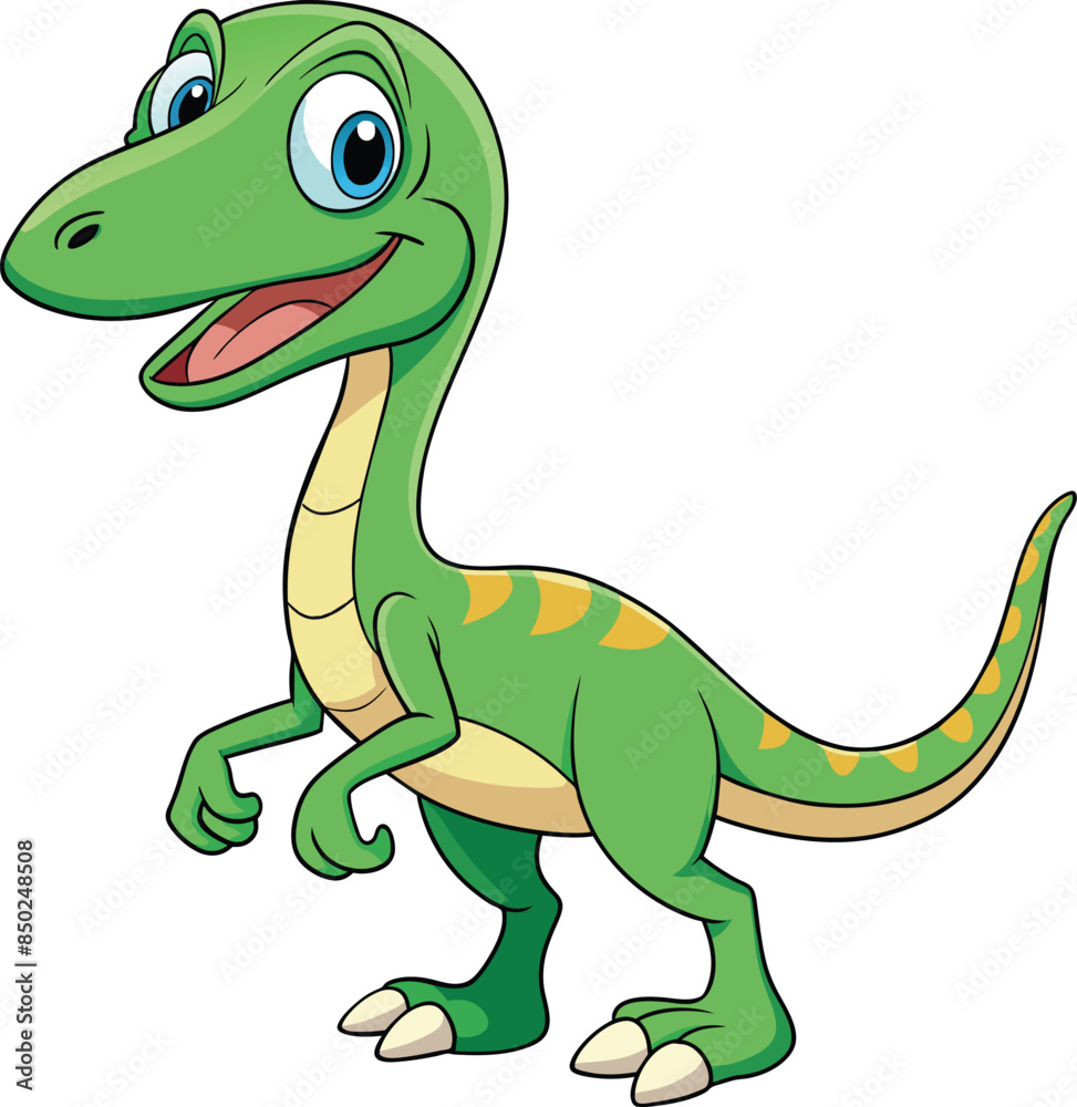 Obraz premium Happy Coelophysis Dinosaur Cartoon vector on a white background 