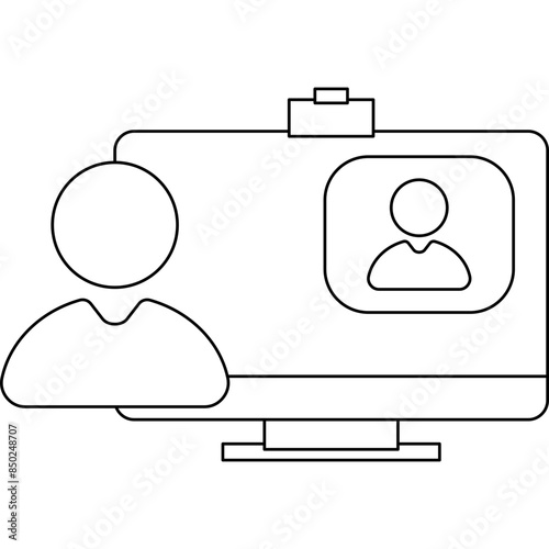 Online Meeting Line Icon