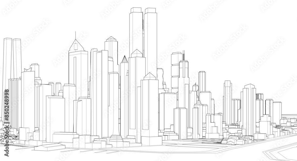 Obraz premium modern city panorama 3d illustration