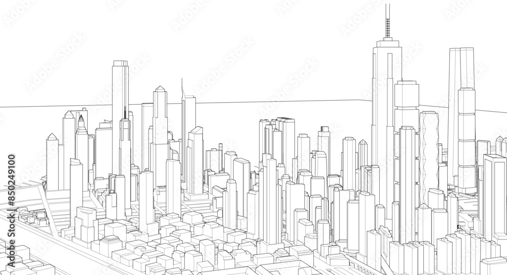 Obraz premium modern city panorama 3d illustration