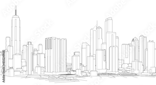  modern city panorama 3d illustration