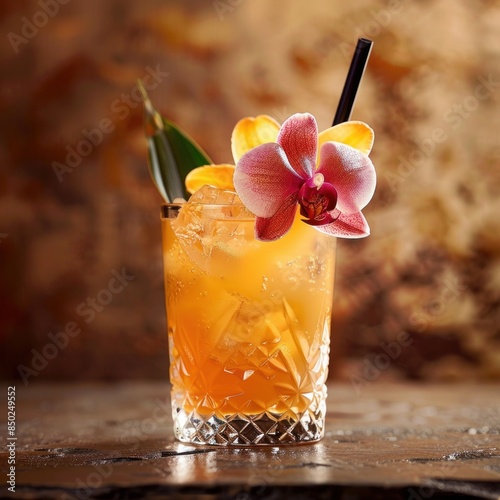 Summer refreshment fresh orange juice glass isolated on white background. photo