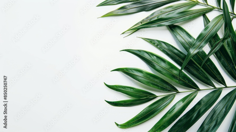 Fototapeta premium Beautiful lush tropical leaf isolated on white