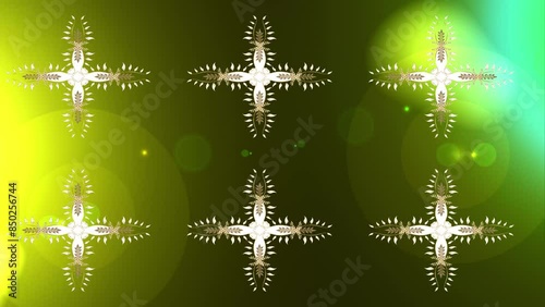 Motion footage background with colorful elements. Flowers. Vintage. Flag style. Gold, golden. Video. Template.