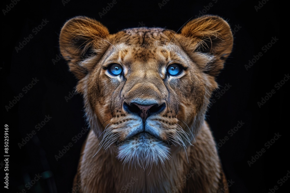 Fototapeta premium Lion and black background