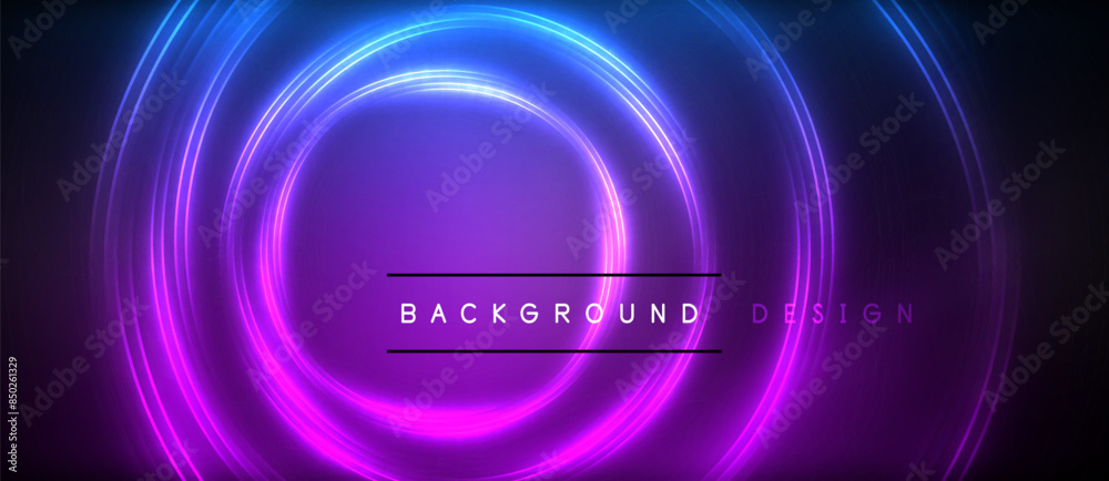 Neon glowing circle rays, light round lines in the dark, planet style neon wave lines. Energetic electric concept design for wallpaper, banner, background Neon glowing circle rays, light round lines in the dark, planet style neon wave lines. Energetic electric concept design for wallpaper, banner, background