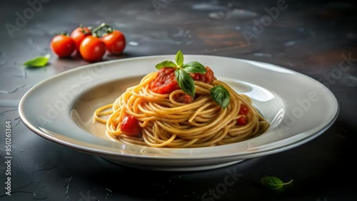 Italian Delight: Homemade Spaghetti with Tomato Sauce and Fresh Basil