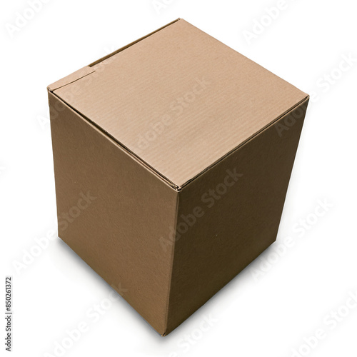 This image depicts a cardboard box, perfect for shipping and storage, isolated on a transparent, white background in png format