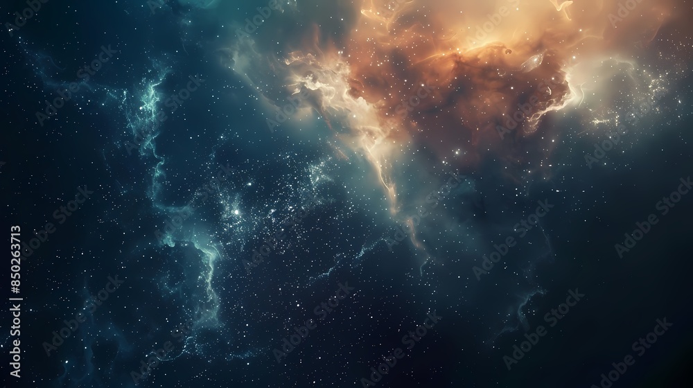 Obraz premium Minimalist Abstract Cosmic Vista with Galaxies and Nebulae Background