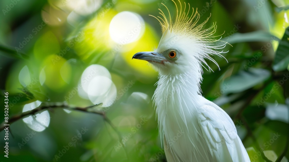 Fototapeta premium A photo of a rare and endangered bird, the Bali myna. These birds are only found in the wild on the island of Bali, Indonesia.