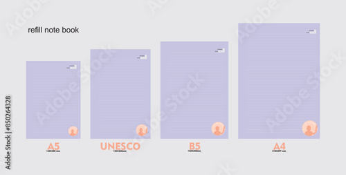 A5, A4, B5 size notebook design with a colored background decorated with mother and child love. vector a set