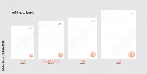 A5, A4, B5 size notebook design with a colored background decorated with mother and child love. vector a set
