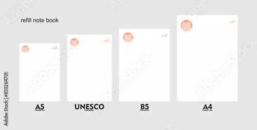 A5, A4, B5 size notebook design with a colored background decorated with mother and child love. vector a set