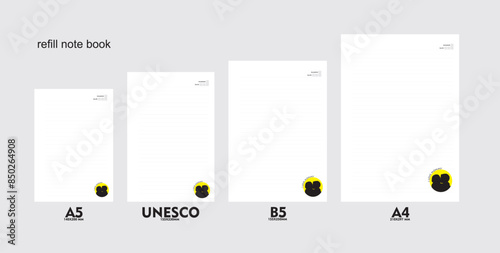 A5, A4, B5 size notebook design with a colored background decorated with mother and child love. vector a set
