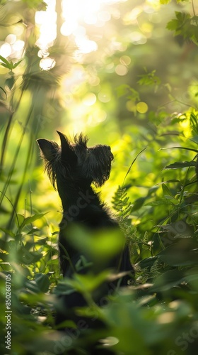 Curious Scottish Terrier explores surroundings with keen nose