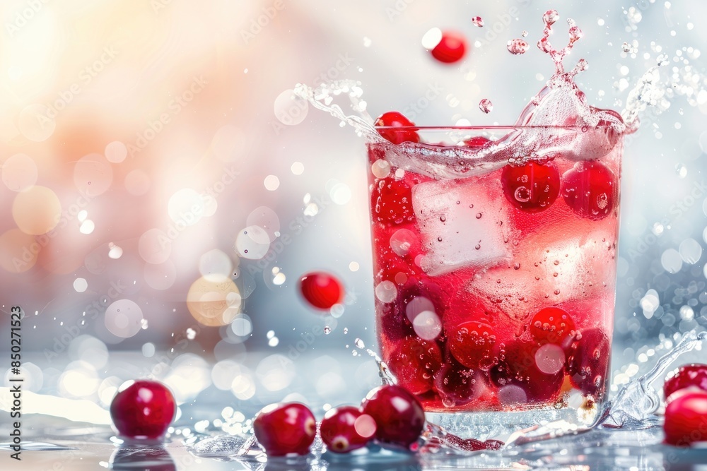 Sparkling Berry Splash in Glass on Vibrant Background Sparkling Berry Splash in Glass on Vibrant Background