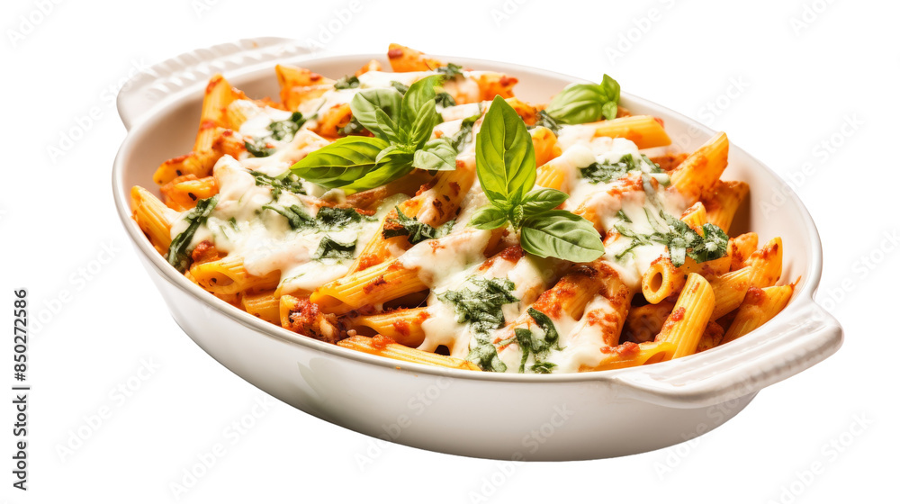Baked Penne Pasta With Tomato Sauce and Basil Baked Penne Pasta With Tomato Sauce and Basil