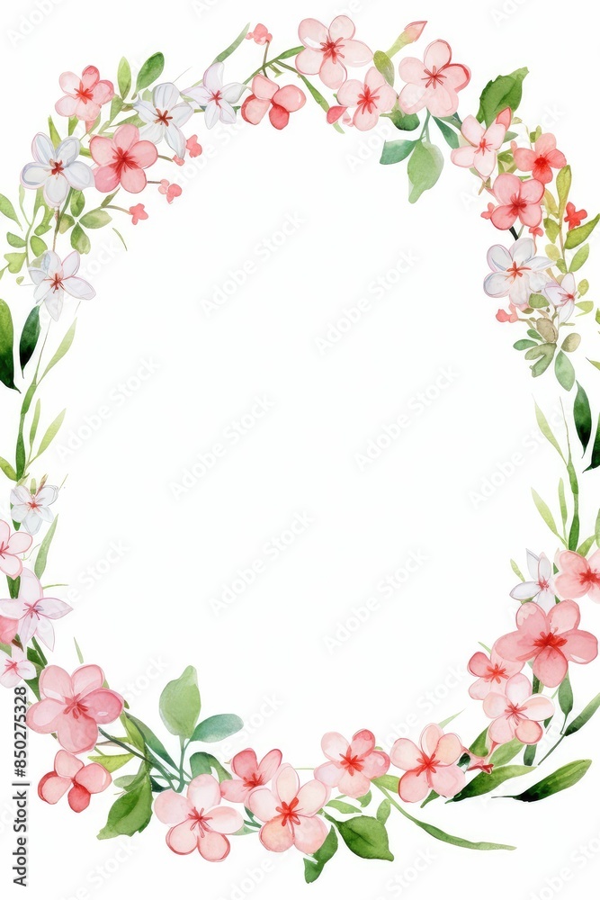 bouvardia themed frame or border for photos .with clusters of small pink and white flowers. watercolor illustration, white color background. bouvardia themed frame or border for photos .with clusters of small pink and white flowers. watercolor illustration, white color background.