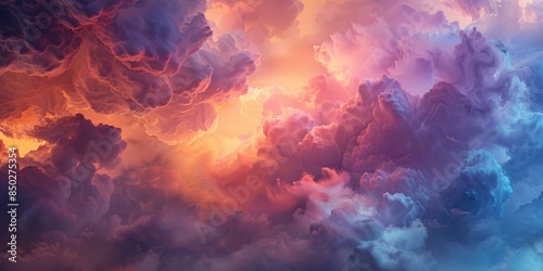 Colorful gradient clouds span varying shades from bright blue to pink and orange, resembling a nebula in the sky