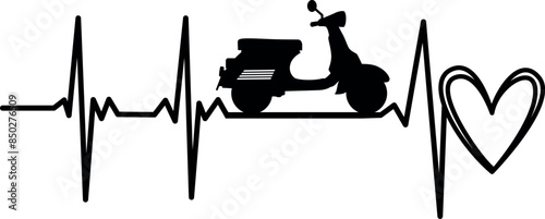 Scooter Heartbeat SVG Cut File for Cricut and Silhouette, EPS Vector, DXF , PNG , JPEG , Zip Folder