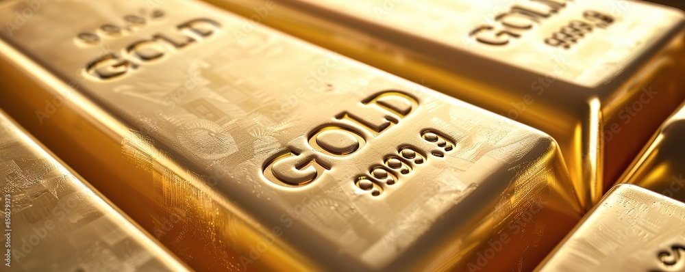 Close-up photo of a shiny and luxurious gold bar Close-up photo of a shiny and luxurious gold bar