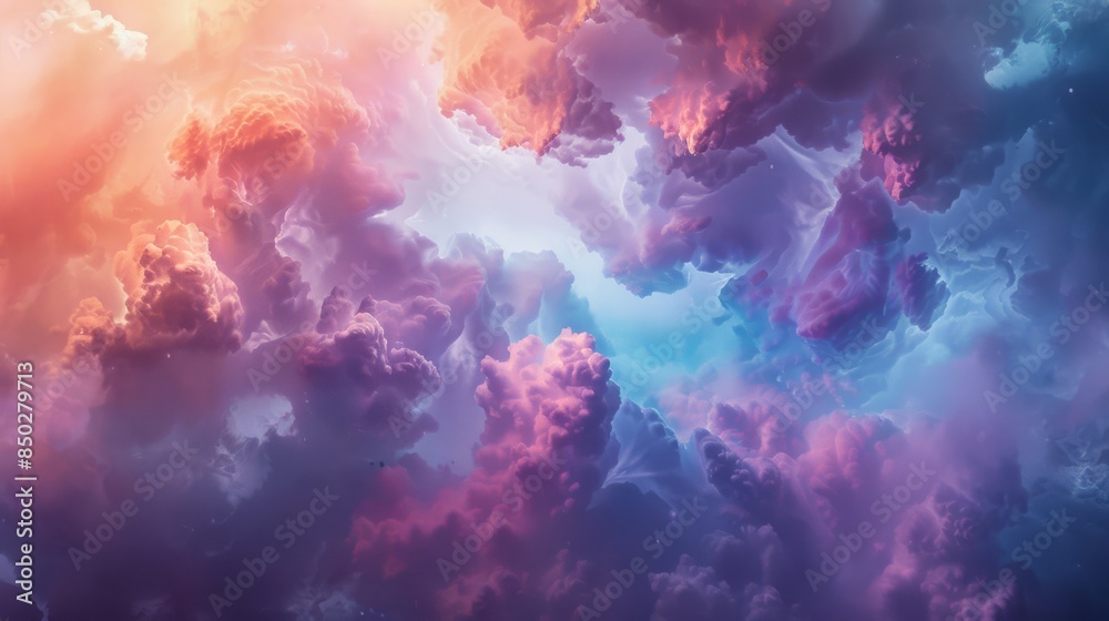 Colorful gradient clouds span varying shades from bright blue to pink and orange, resembling a nebula in the sky Colorful gradient clouds span varying shades from bright blue to pink and orange, resembling a nebula in the sky