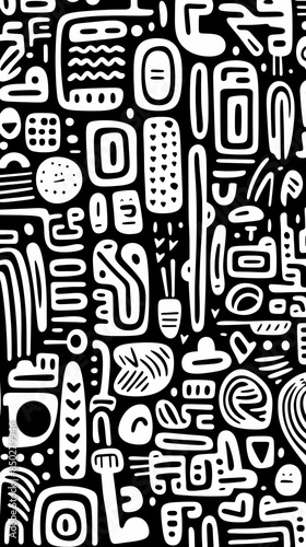 Wallpaper Mural Abstract doodle pattern Torontodigital.ca