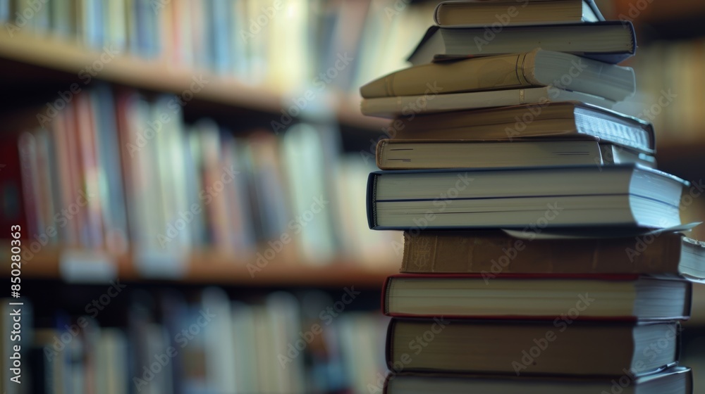 Soft focus on a pile of textbooks in the corner Soft focus on a pile of textbooks in the corner