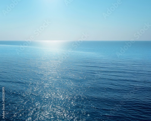 Tranquil mediterranean seascape with clear blue waters and sky for a calm ocean view