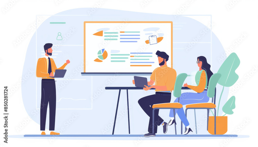 Leading a Productive Brainstorming Session in a Bright Office - Businessman Organizing Ideas with Colleagues Using Sticky Notes and Diagrams on Whiteboard Leading a Productive Brainstorming Session in a Bright Office - Businessman Organizing Ideas with Colleagues Using Sticky Notes and Diagrams on Whiteboard