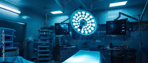 Advanced LED lighting systems in a hightech operating room providing adjustable, shadowfree illumination for detailed procedures photo