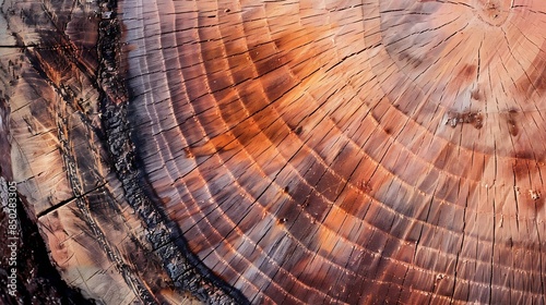Wood larch texture of cut tree trunk closeup : Generative AI