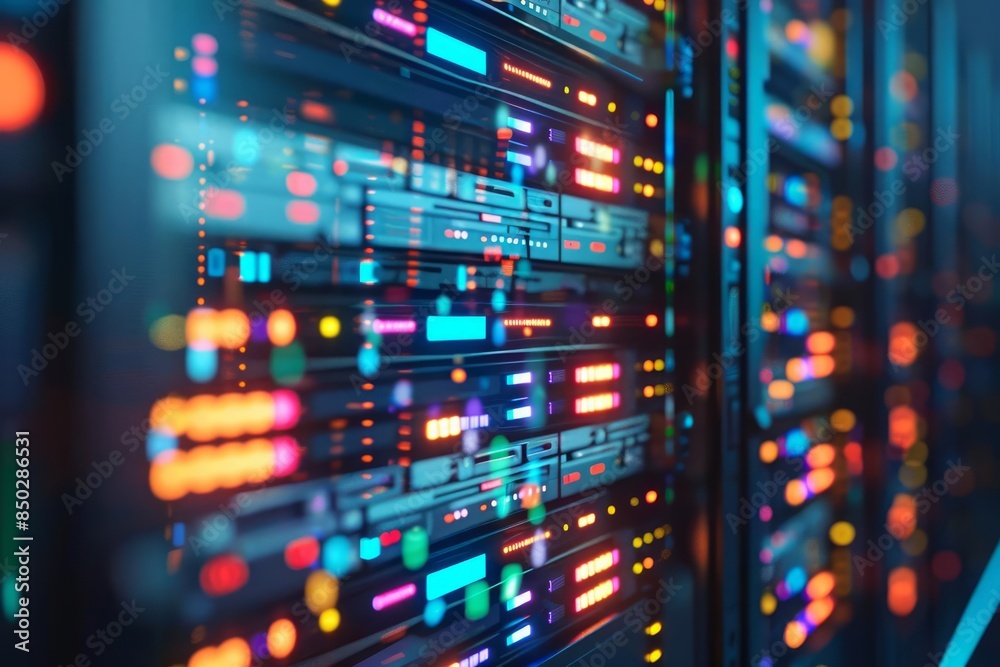 Hightech servers with advanced AI capabilities manage data traffic seamlessly, optimizing performance and minimizing latency for global networks Hightech servers with advanced AI capabilities manage data traffic seamlessly, optimizing performance and minimizing latency for global networks