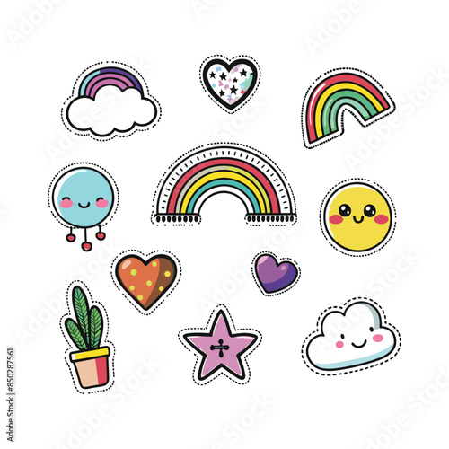 Vector collection of cute patch stickers