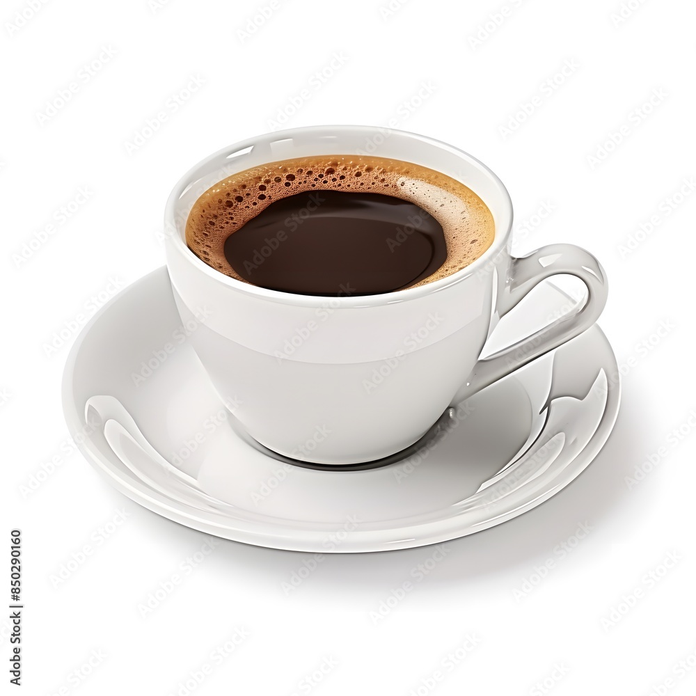 White cup of coffee on a white table White cup of coffee on a white table