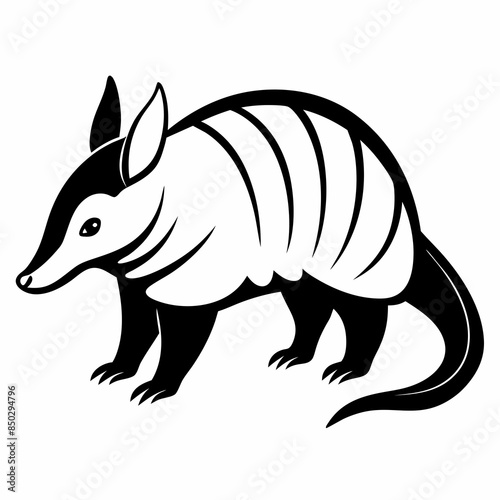 Solid black outline Giant Armadillo animal vector