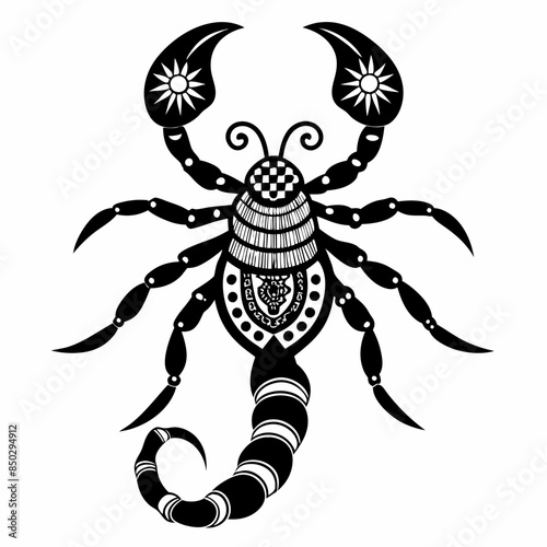 Vector coloring Scorpion for adults illustration. 