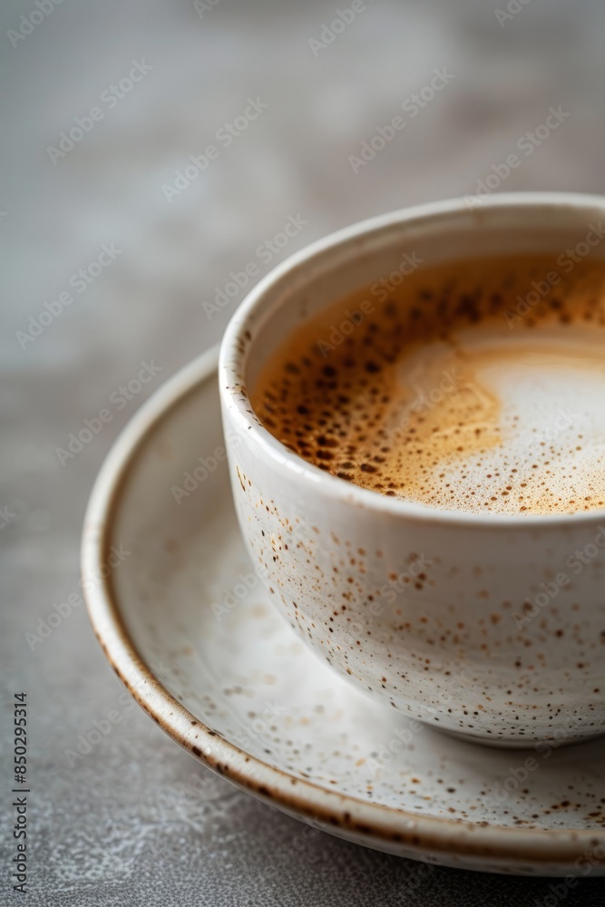 A Cup of Coffee on a Saucer on a Table A Cup of Coffee on a Saucer on a Table