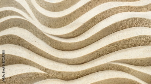 Aesthetic geometric pattern on sand beautiful sandy waves texture Spa background concept of harmony balance and meditation relaxation Top view textured fine sand natural abstract ornam : Generative AI photo