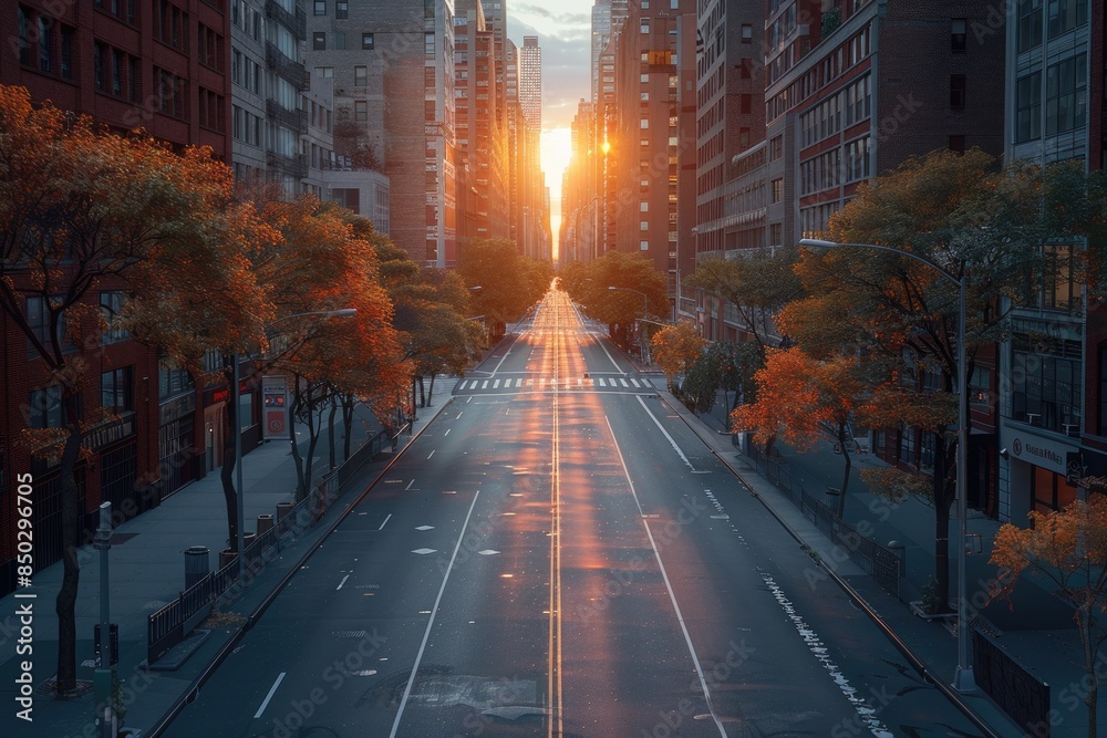 Fototapeta premium Urban Street Sunrise