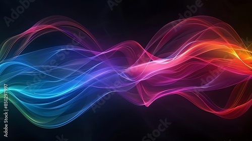 colorful multicolor bright waves in the dark background, abstract waves, perfect for graphic editing.