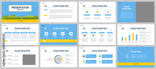 Modern presentation slide templates. Infographic elements template set for web, print, annual report brochure, business flyer leaflet marketing and advertising template. Vector Illustration.