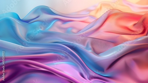 3D Render wallpaper of abstract color fabric floating