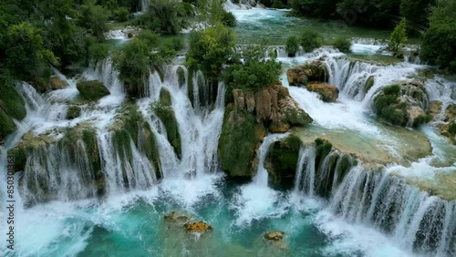 Capturing Waterfall Serenity: Aerial Drone Exploration
