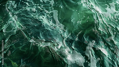 Transparent dark green clear water surface texture with ripples splashes Abstract nature background Water waves in sunlight with copy space top view Cosmetic moisturizer micellar toner : Generative AI